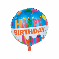 Fødselsdags Happy Birthday med Stearinlys folie ballon 18" (u/helium)