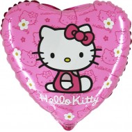 Hello Kitty pink licens hjerte folie ballon 18" (u/helium)