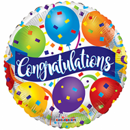 Congratulations med balloner rund folie ballon 18" (u/helium)