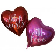 Two Hearts One Love folie ballon Rød 34" (u/helium)